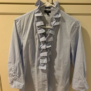 Talbots Petite Woman’s Size 10 Blue Pinstriped Blouse. Gently used.